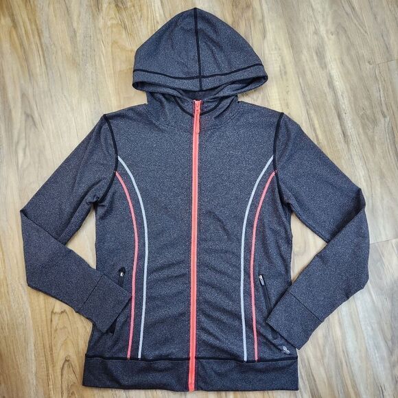 ☔️💜Soho Sport Gray & Neon Orange Hooded Athletic Jacket Large - Picture 1 of 9